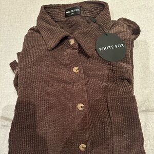Out and about cord long sleeve button up from white fox